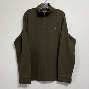 Polo Ralph Lauren Green Estate Rib Quarter Zip Pullover Sweatshirt Mens Size XXL
